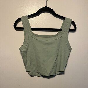 NWT Madewell Ribbed Square Neck Crop Top Sage Green Sleeveless Tank – Women’s M